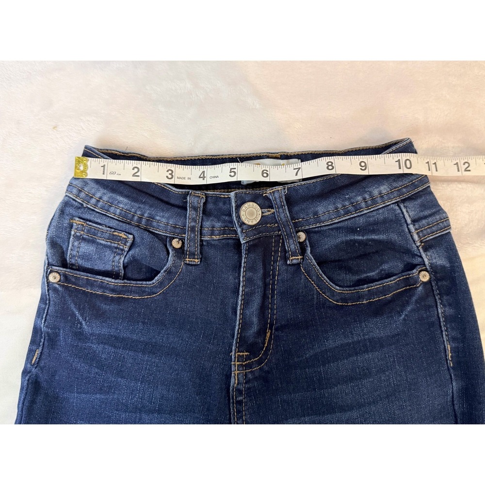 Bamboo Original Denim Flare Jeans Womens Size 0 Dark Wash Stretch Bootcut - Picture 10 of 13